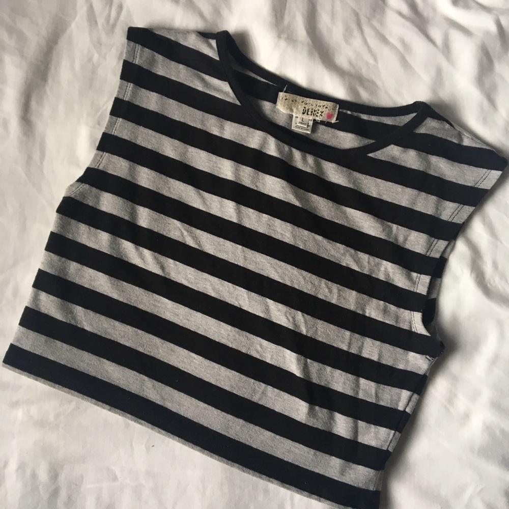 ✨Black and Gray Striped Tank Crop Top✨